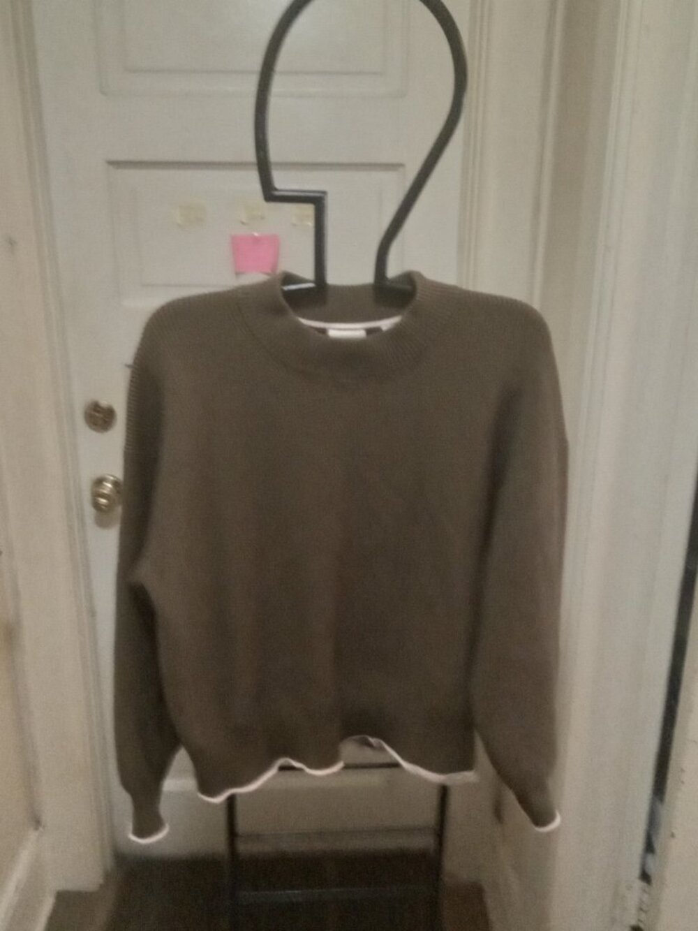 Scotch & Soda Sz XL olive Sweater with pink piping Viscose/Polyester - Picture 6 of 6